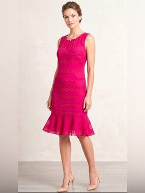 Karl Lagerfeld Paris Dress Women Fuchsia Pink Textured Sleeveless Size 6